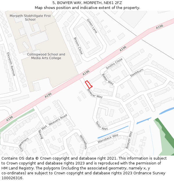 5, BOWYER WAY, MORPETH, NE61 2FZ: Location map and indicative extent of plot