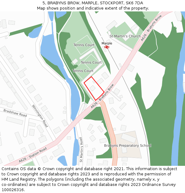 5, BRABYNS BROW, MARPLE, STOCKPORT, SK6 7DA: Location map and indicative extent of plot