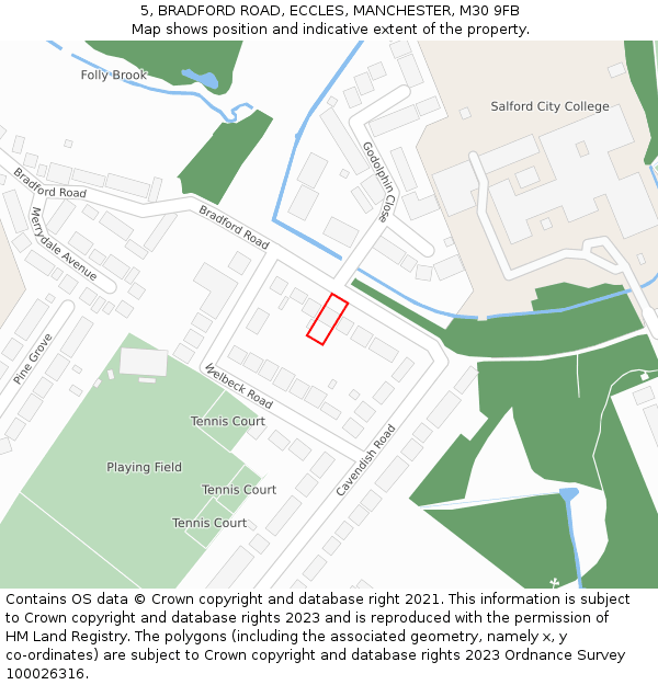 5, BRADFORD ROAD, ECCLES, MANCHESTER, M30 9FB: Location map and indicative extent of plot