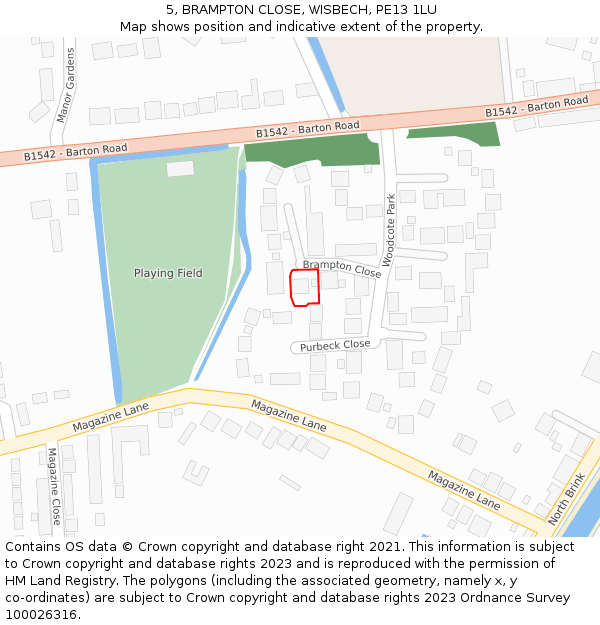 5, BRAMPTON CLOSE, WISBECH, PE13 1LU: Location map and indicative extent of plot