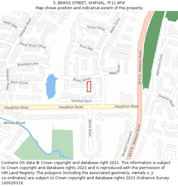 5, BRASS STREET, SHIFNAL, TF11 8FW: Location map and indicative extent of plot