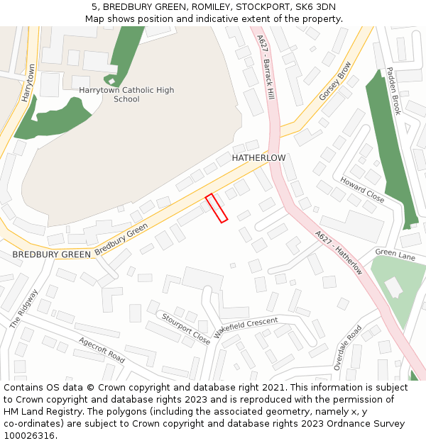 5, BREDBURY GREEN, ROMILEY, STOCKPORT, SK6 3DN: Location map and indicative extent of plot