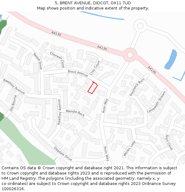 5, BRENT AVENUE, DIDCOT, OX11 7UD: Location map and indicative extent of plot