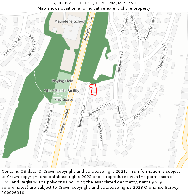 5, BRENZETT CLOSE, CHATHAM, ME5 7NB: Location map and indicative extent of plot