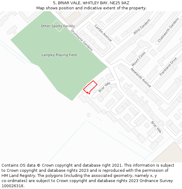 5, BRIAR VALE, WHITLEY BAY, NE25 9AZ: Location map and indicative extent of plot