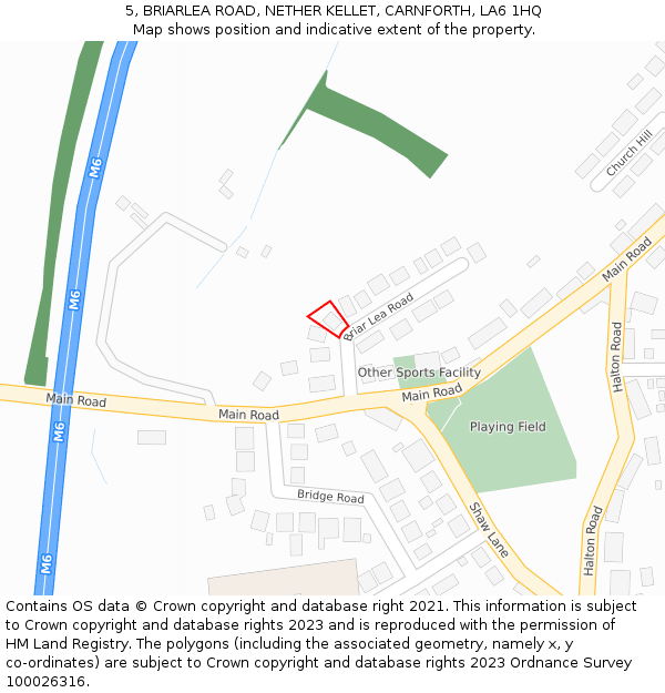 5, BRIARLEA ROAD, NETHER KELLET, CARNFORTH, LA6 1HQ: Location map and indicative extent of plot