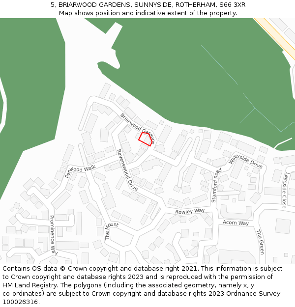 5, BRIARWOOD GARDENS, SUNNYSIDE, ROTHERHAM, S66 3XR: Location map and indicative extent of plot