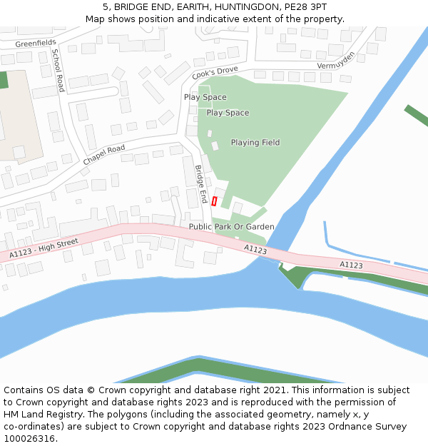 5, BRIDGE END, EARITH, HUNTINGDON, PE28 3PT: Location map and indicative extent of plot