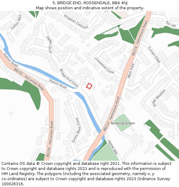 5, BRIDGE END, ROSSENDALE, BB4 4NJ: Location map and indicative extent of plot