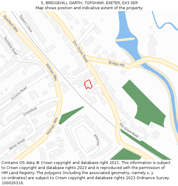 5, BRIDGEHILL GARTH, TOPSHAM, EXETER, EX3 0ER: Location map and indicative extent of plot