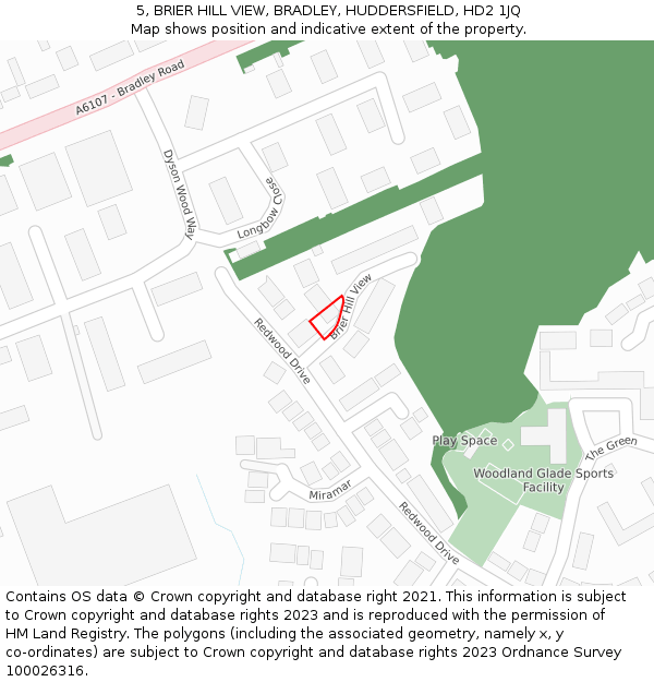 5, BRIER HILL VIEW, BRADLEY, HUDDERSFIELD, HD2 1JQ: Location map and indicative extent of plot
