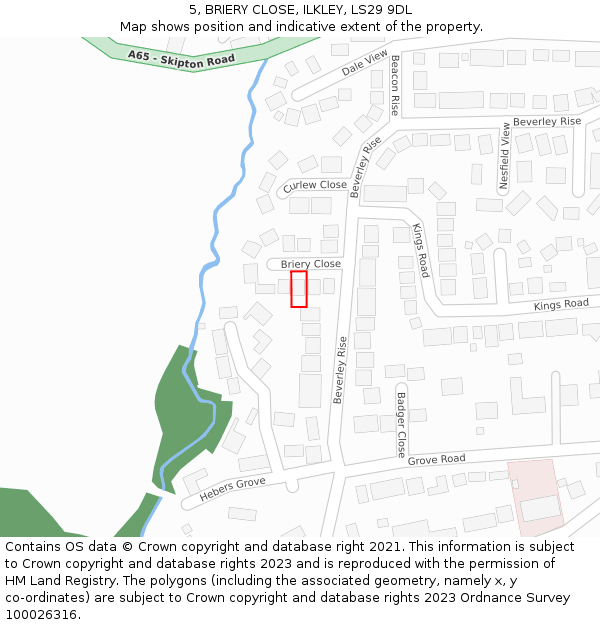 5, BRIERY CLOSE, ILKLEY, LS29 9DL: Location map and indicative extent of plot