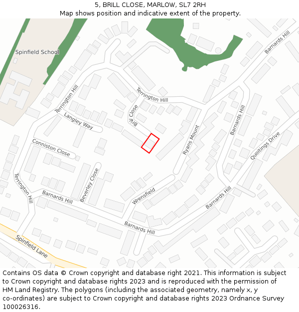 5, BRILL CLOSE, MARLOW, SL7 2RH: Location map and indicative extent of plot