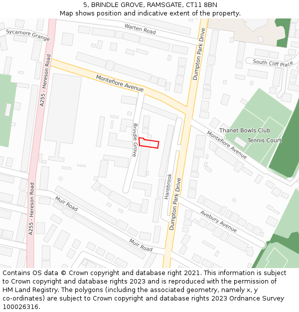 5, BRINDLE GROVE, RAMSGATE, CT11 8BN: Location map and indicative extent of plot