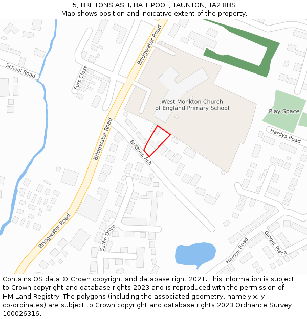 5, BRITTONS ASH, BATHPOOL, TAUNTON, TA2 8BS: Location map and indicative extent of plot