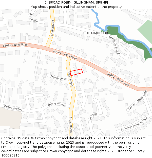 5, BROAD ROBIN, GILLINGHAM, SP8 4PJ: Location map and indicative extent of plot