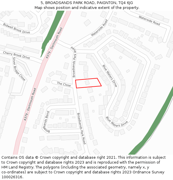 5, BROADSANDS PARK ROAD, PAIGNTON, TQ4 6JG: Location map and indicative extent of plot