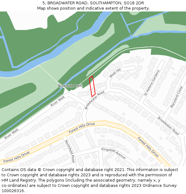 5, BROADWATER ROAD, SOUTHAMPTON, SO18 2DR: Location map and indicative extent of plot