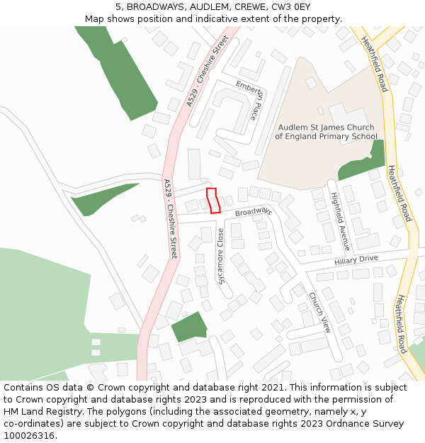 5, BROADWAYS, AUDLEM, CREWE, CW3 0EY: Location map and indicative extent of plot