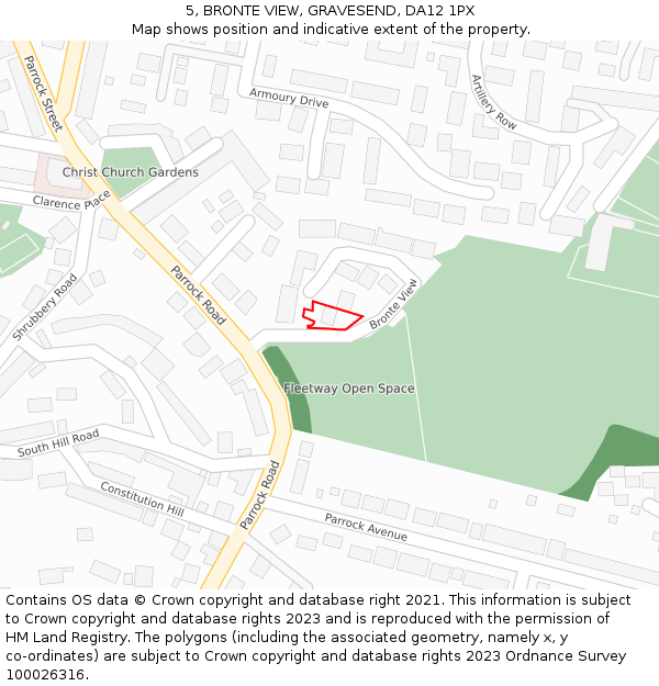 5, BRONTE VIEW, GRAVESEND, DA12 1PX: Location map and indicative extent of plot