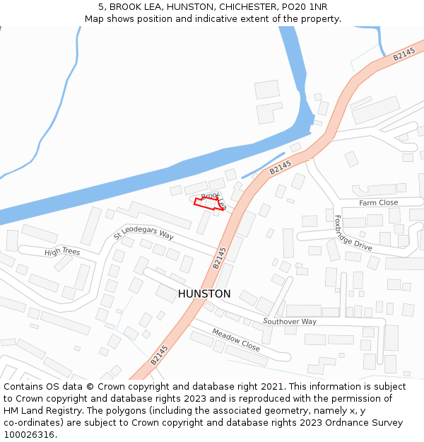 5, BROOK LEA, HUNSTON, CHICHESTER, PO20 1NR: Location map and indicative extent of plot