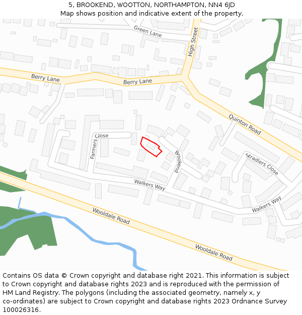 5, BROOKEND, WOOTTON, NORTHAMPTON, NN4 6JD: Location map and indicative extent of plot