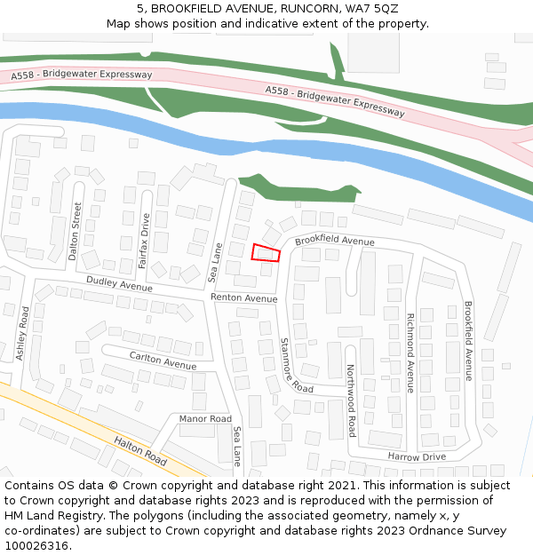 5, BROOKFIELD AVENUE, RUNCORN, WA7 5QZ: Location map and indicative extent of plot