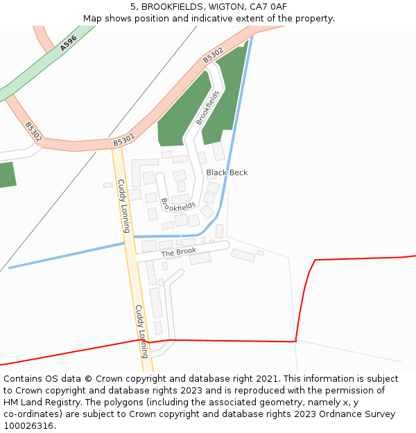 5, BROOKFIELDS, WIGTON, CA7 0AF: Location map and indicative extent of plot