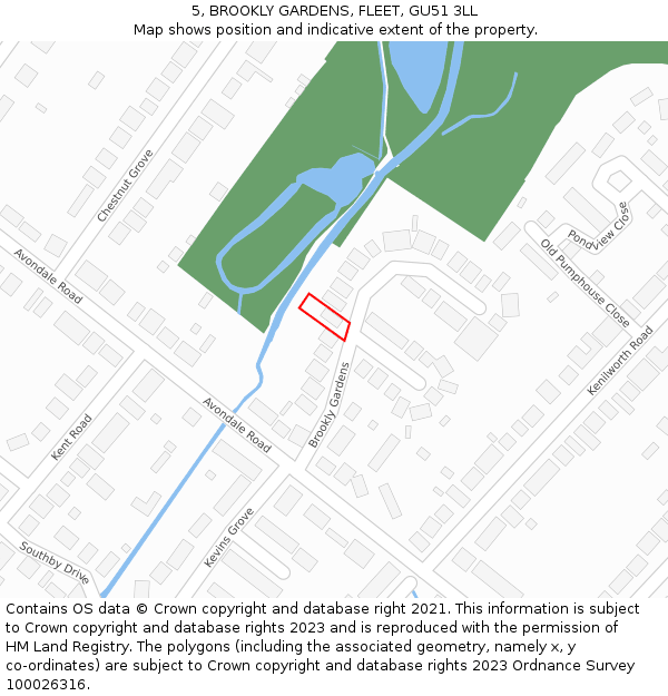 5, BROOKLY GARDENS, FLEET, GU51 3LL: Location map and indicative extent of plot