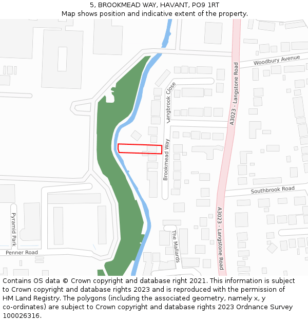 5, BROOKMEAD WAY, HAVANT, PO9 1RT: Location map and indicative extent of plot