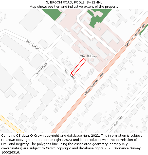 5, BROOM ROAD, POOLE, BH12 4NL: Location map and indicative extent of plot