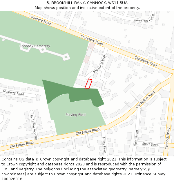 5, BROOMHILL BANK, CANNOCK, WS11 5UA: Location map and indicative extent of plot