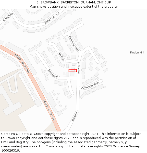 5, BROWBANK, SACRISTON, DURHAM, DH7 6UP: Location map and indicative extent of plot