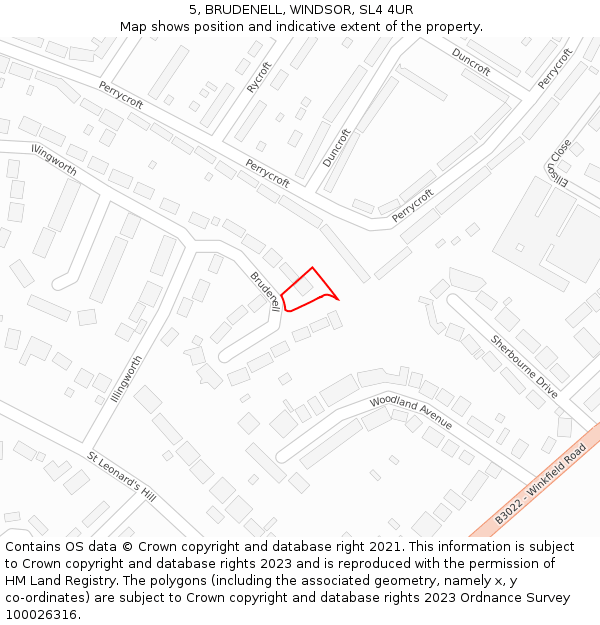 5, BRUDENELL, WINDSOR, SL4 4UR: Location map and indicative extent of plot