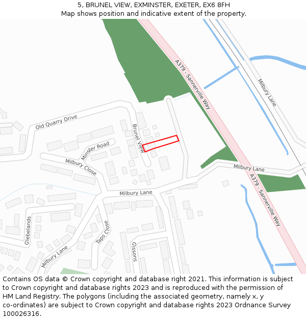 5, BRUNEL VIEW, EXMINSTER, EXETER, EX6 8FH: Location map and indicative extent of plot