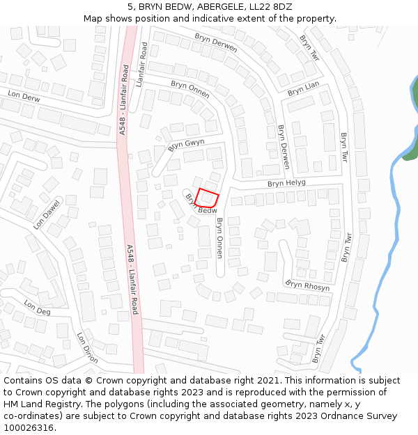 5, BRYN BEDW, ABERGELE, LL22 8DZ: Location map and indicative extent of plot