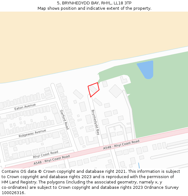 5, BRYNHEDYDD BAY, RHYL, LL18 3TP: Location map and indicative extent of plot