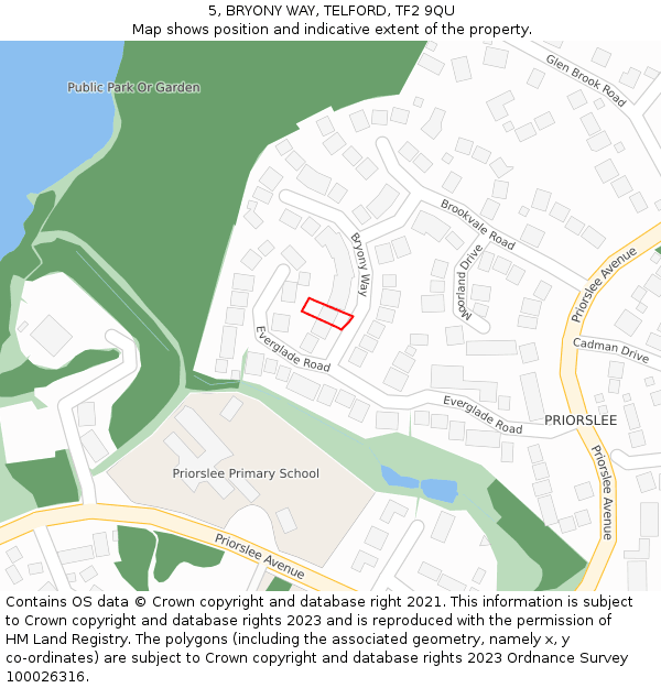 5, BRYONY WAY, TELFORD, TF2 9QU: Location map and indicative extent of plot
