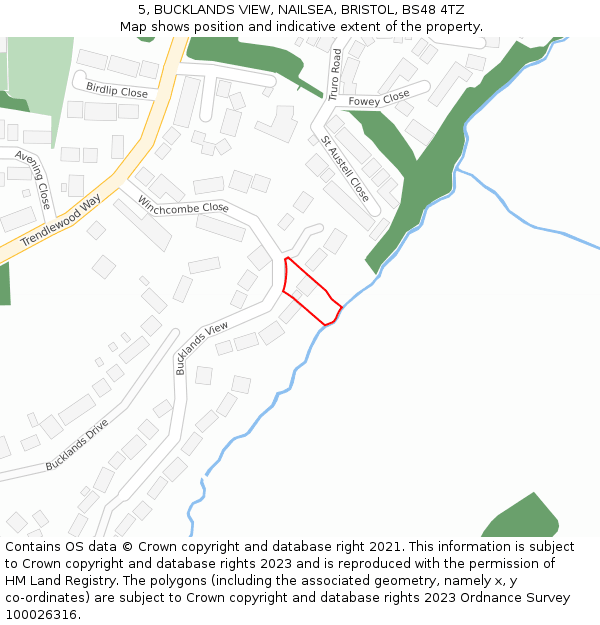 5, BUCKLANDS VIEW, NAILSEA, BRISTOL, BS48 4TZ: Location map and indicative extent of plot