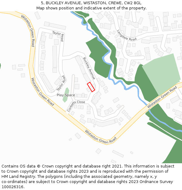 5, BUCKLEY AVENUE, WISTASTON, CREWE, CW2 8GL: Location map and indicative extent of plot