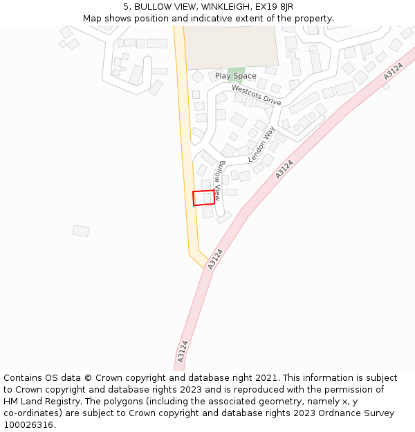 5, BULLOW VIEW, WINKLEIGH, EX19 8JR: Location map and indicative extent of plot