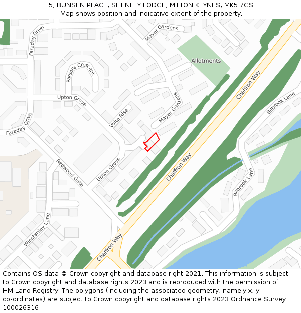 5, BUNSEN PLACE, SHENLEY LODGE, MILTON KEYNES, MK5 7GS: Location map and indicative extent of plot