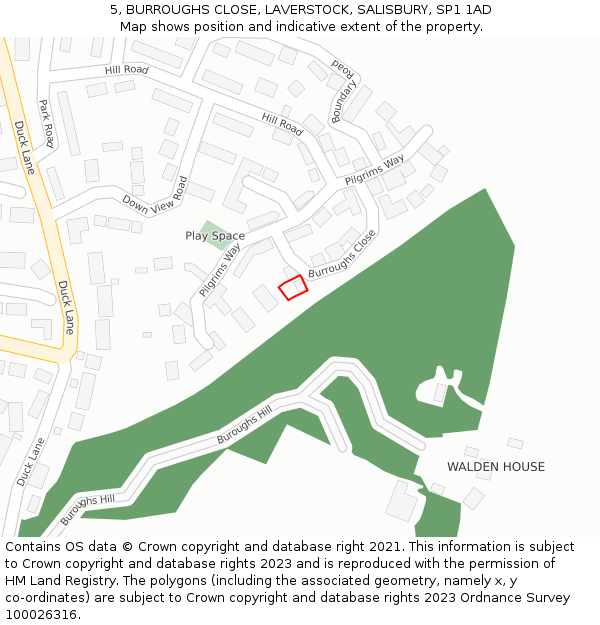 5, BURROUGHS CLOSE, LAVERSTOCK, SALISBURY, SP1 1AD: Location map and indicative extent of plot