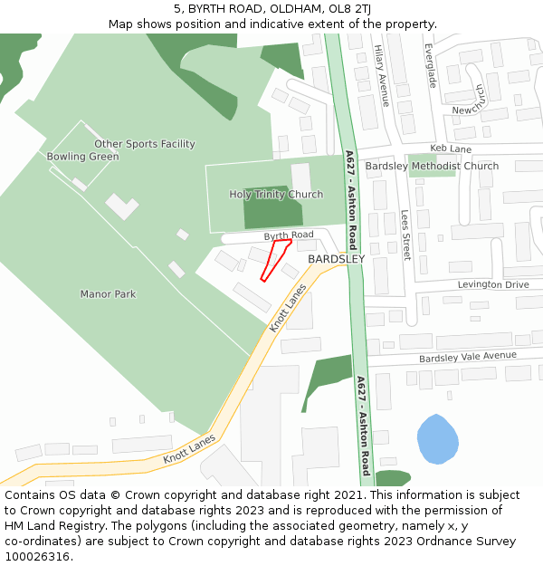 5, BYRTH ROAD, OLDHAM, OL8 2TJ: Location map and indicative extent of plot