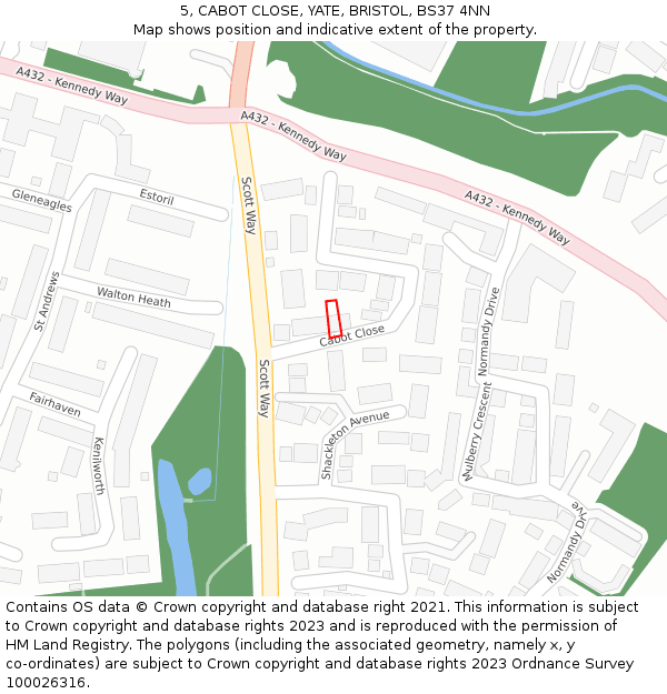 5, CABOT CLOSE, YATE, BRISTOL, BS37 4NN: Location map and indicative extent of plot