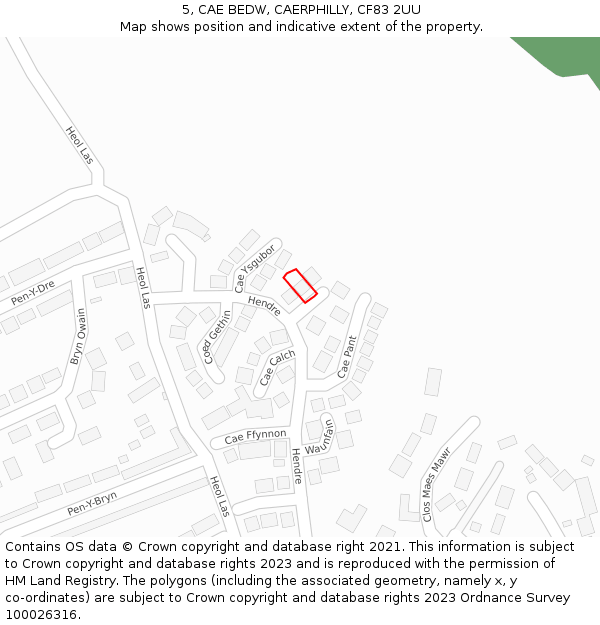 5, CAE BEDW, CAERPHILLY, CF83 2UU: Location map and indicative extent of plot