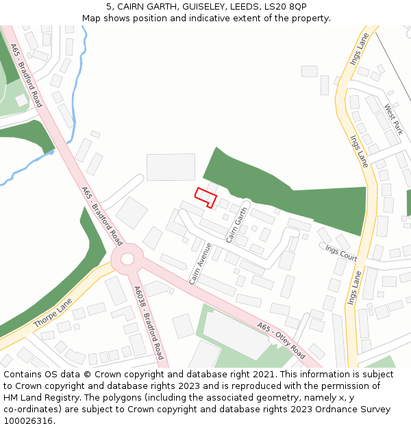 5, CAIRN GARTH, GUISELEY, LEEDS, LS20 8QP: Location map and indicative extent of plot