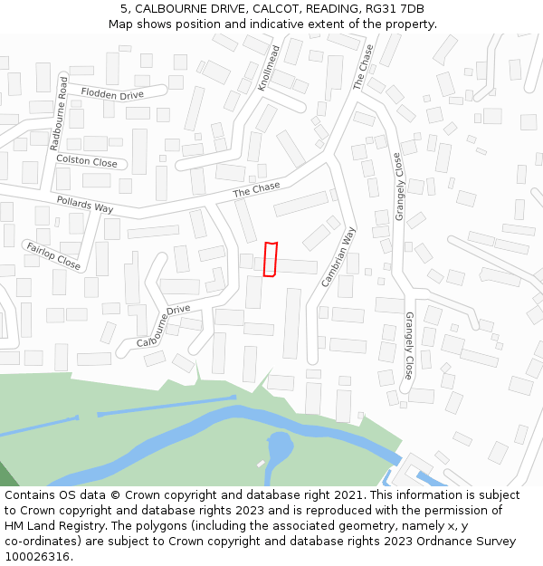 5, CALBOURNE DRIVE, CALCOT, READING, RG31 7DB: Location map and indicative extent of plot