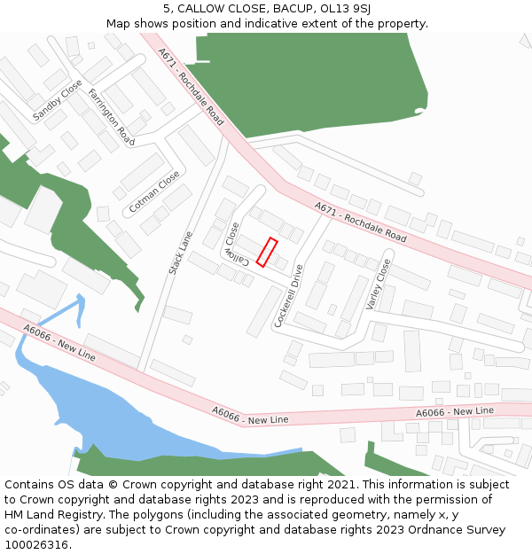 5, CALLOW CLOSE, BACUP, OL13 9SJ: Location map and indicative extent of plot