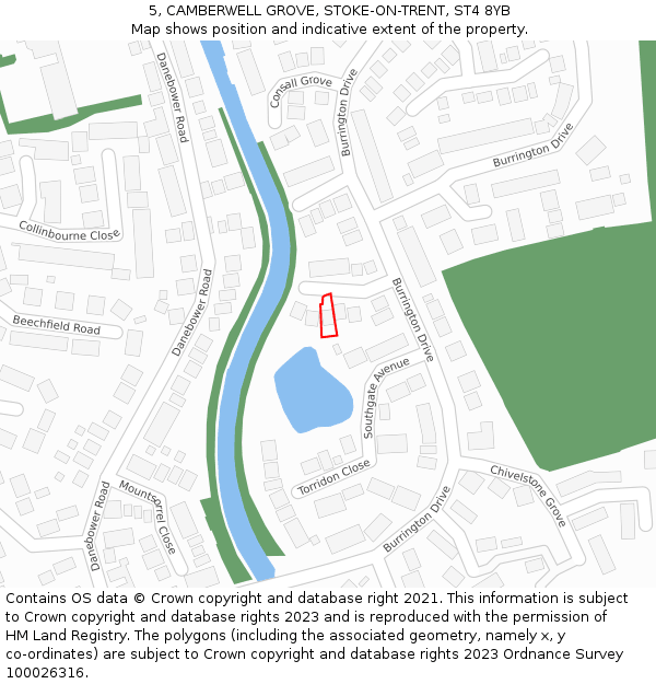 5, CAMBERWELL GROVE, STOKE-ON-TRENT, ST4 8YB: Location map and indicative extent of plot